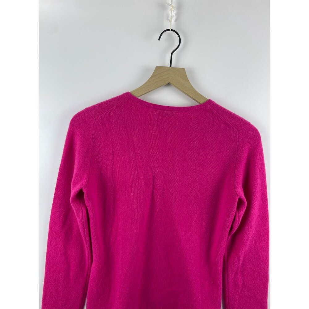 Talbot's Women's Small 100% Cashmere Vintage V-Neck Pullover Sweater Barbie Pink - Picture 8 of 11